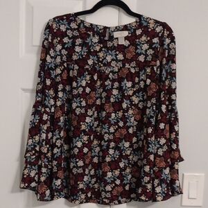 Loft semi-sheer Floral Women's Top - Multicolor